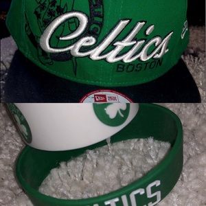 Boston Celtics New Era Hat & Rubber Bracelets